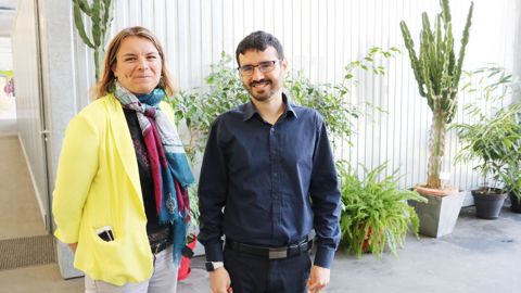 Guillaume Guépet, chef de marché fongicides pommes de terre, chez Corteva, au côté de Séverine Jeanneau, responsable filières. © B. CAILLIEZ